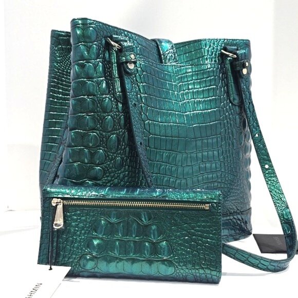 SET: ✅ Brahmin Mystic Green Set: Fiora Bag & Cordelia Wallet✨ NWT, COA & DUSTBAG - Picture 10 of 17